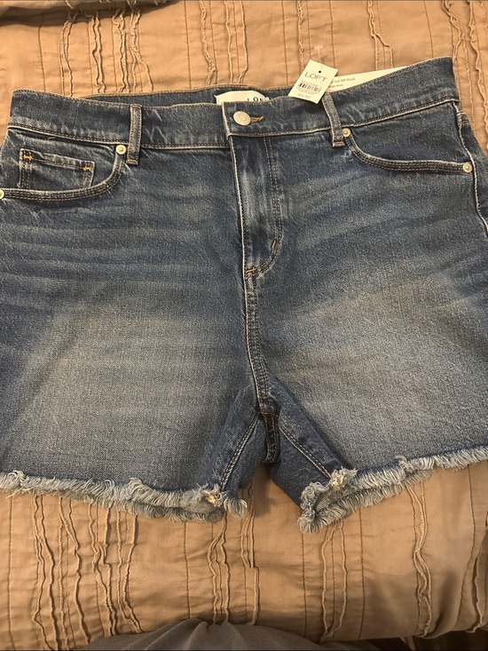 LOFT Pants - LOFT Blue Denim Frayed Hem Shorts